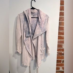 Hippie Sweatshirt Jacket Tie Dye Blue and Pinks Pastels, xs